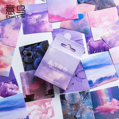 45Pcs/box Beautiful Scenery Stickers Cute Colorful Cloud Sti