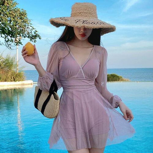 Slightly chubby plus size swimsuit, womens bubble skirt