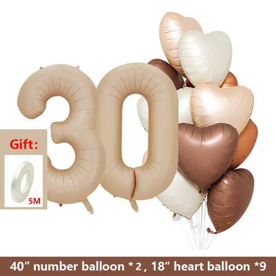 Brown Cream 40 Inch Balloons Set Cream Color 1-9 Digital Bal