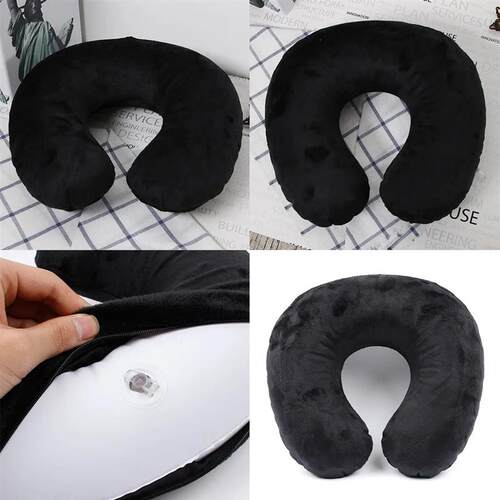 Flocking Plush Fabric Cover Inflatable Pillow Outdoor Travel
