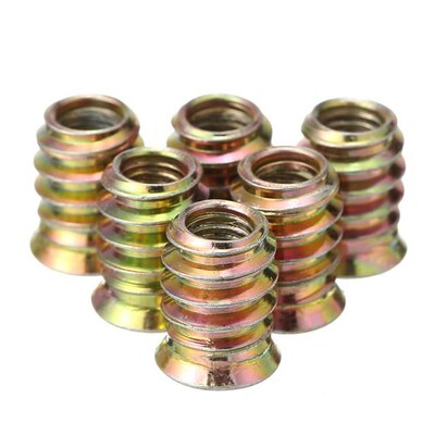 100Pcs M6 Threaded Hex Drive Insert Galvanized Carbon Steel