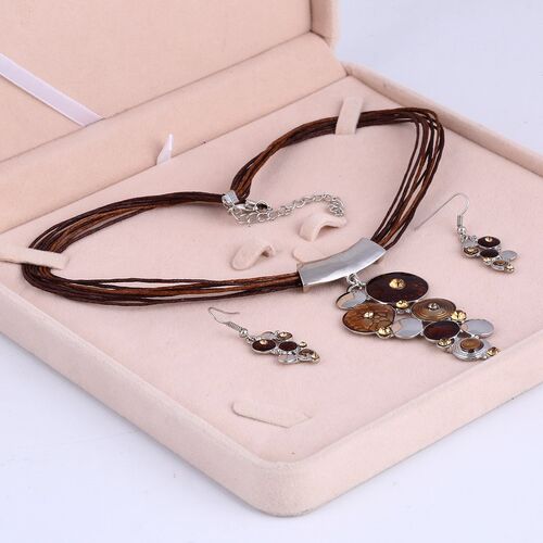 Bohemian Enamel Necklac Sets For Women Silver Plated Geometr