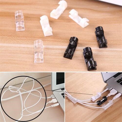 20PCS Cable Drop Clip Desk Tidy Organizer Wire Cord Lead USB