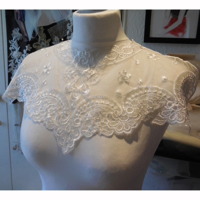 1 Pc Black Flower Neckline Collar Lace Applique Fabric for F