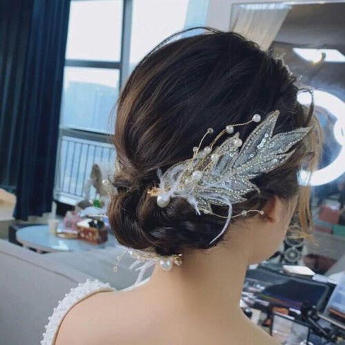 Artificial Feather Hairband Tiaras For Women Crystal Bead He