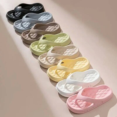 Women Platform Non slip Slippers Solid Color Indoor Flip