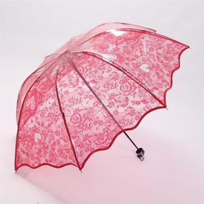 Clear plastic umbrella Folding umbrella雨伞小清新加厚伞