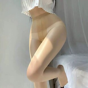 Retro Women Crotch Tight Pantyhose Open Nylon Shiny Oil Sexy