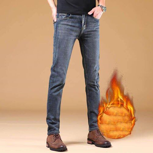 Winter Thermal Warm Flannel Stch Jeans Mens Winter Quality F
