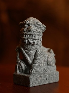 尚古石器狮子摆件一对石头大小号中式家居书房办公装饰品工艺礼品