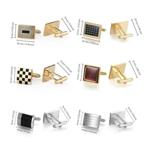 1Pair Square Man Shirt Cufflinks Copper Tie Clips & Cufflink