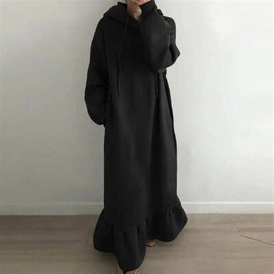 Popular Maxi Sweatshirt Dress Super Soft Solid Color
