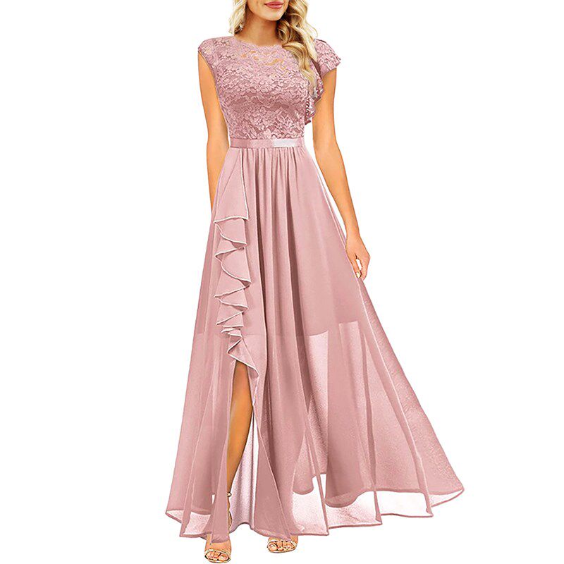 Elegant Lace Chiffon Wedding Dresses for Women Sleeveless图片