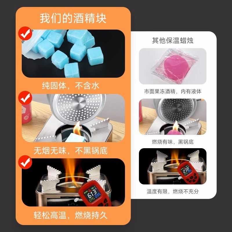 酒精炉燃料家用固体酒精块干锅烤鱼炉小火锅专用耐烧固态酒精燃料