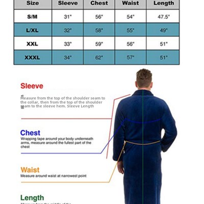 Mens Bathrobe Man Winter Warm Casual Flannel Robe Sleepwear