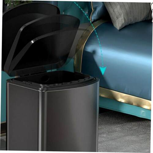 Rectangle Metal Lidded Step Trash Can, Compact Garbage Bin.
