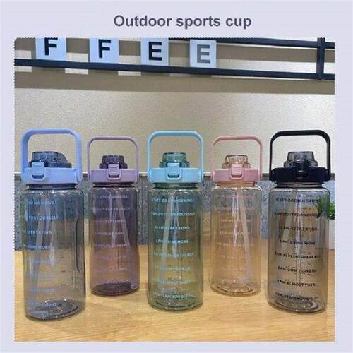 2 L Adult Straw Plastic Water Bottle Large Portable Travel