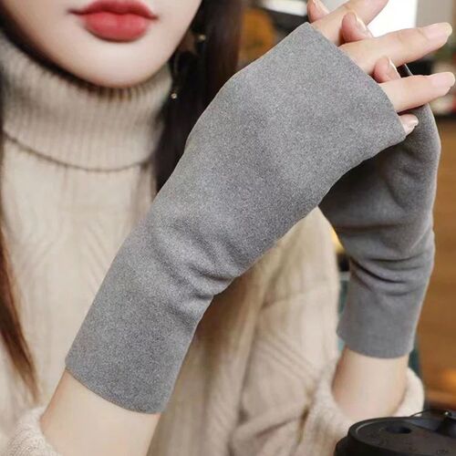Soft Velvet Fingerless Gloves Women Half Finger TouchScreen