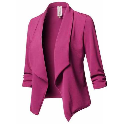 Code Blazer Small All-match Color Solid Pleated Sleeve Long