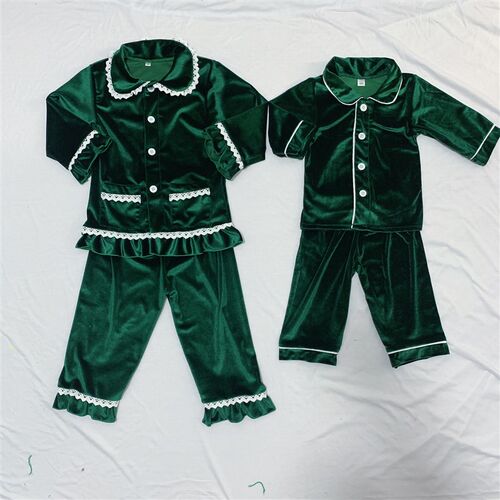 2023 New Matching Girls and Boys Christmas Pyjamas Red Velve