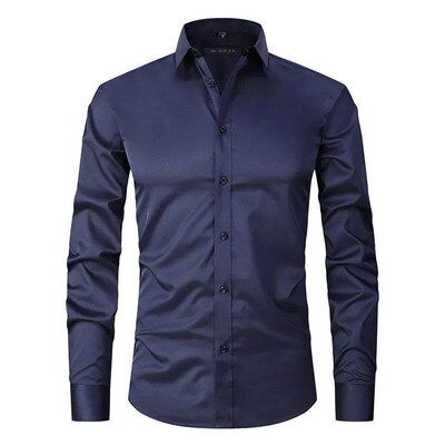 Spring Mens Social Shirt Slim Business Dress Shirts Male Lo