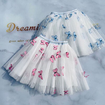 Summer Girls Mesh Skirt Pastoral Three-dimensional Butterfly