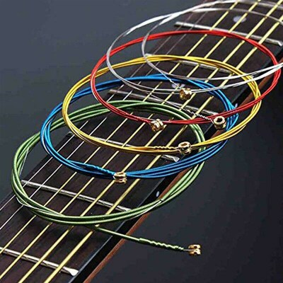 6Pcs/Set Acoustic Guitar Strings Rainbow Colorful Guitar Str