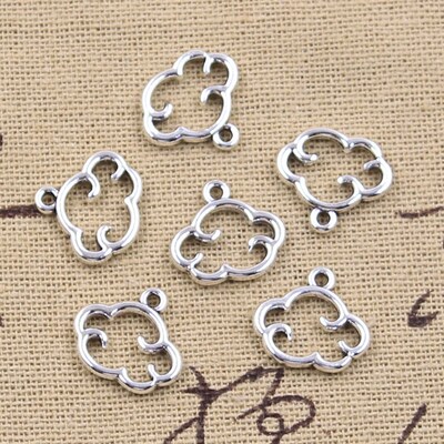 30pcs Charms Floating Clouds 13x15mm Antique Silver Color Pe