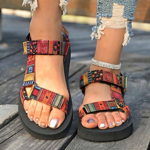 2023 Summer Flat Womens Shoes Hemp Rope Set Foot Beach
