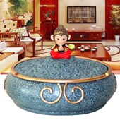 特大号烟灰缸防飞灰中式 潮流创意树脂摆件家居用品 复古烟灰缸个性