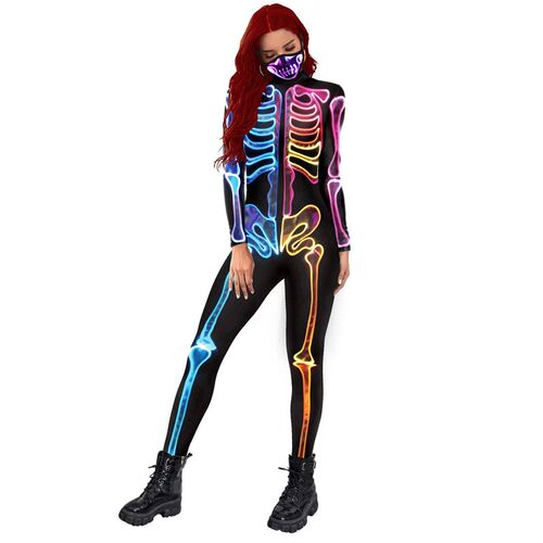 [Youre My Secret] Women Skeleton Print Jumpsuits Purim Cosp