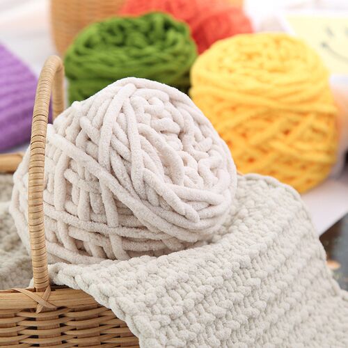 100g/ball Chenille Knitting Yarn Soft Ice Strip Line Cotton