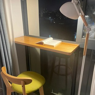 恬梦家居阳台吧台桌可折叠免打孔阳台折叠吧台窗户折叠悬挂桌实木