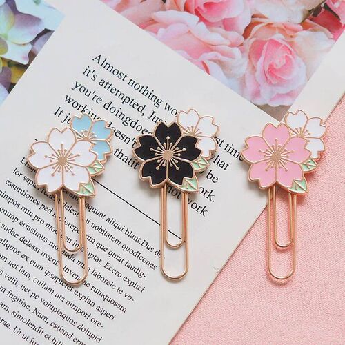 1 pcs Romantic Cherry Blossom Bookmark Metal Reading Book ma