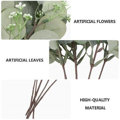 6 Pcs Artificial Green Leaves Plant Decor Living Room