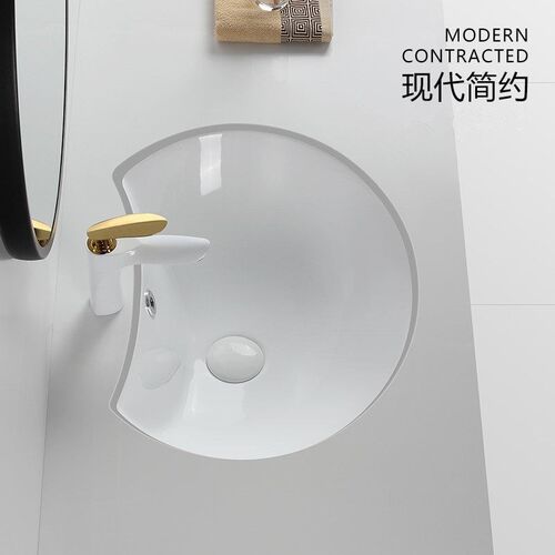 Light Luxury Embedded Undercounter Basin Half-Moon Ceramic W