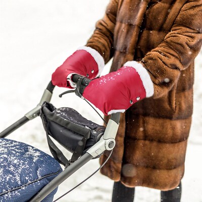 Baby Carriage Stroller Gloves Warm Fur Fleece Pram Hand High