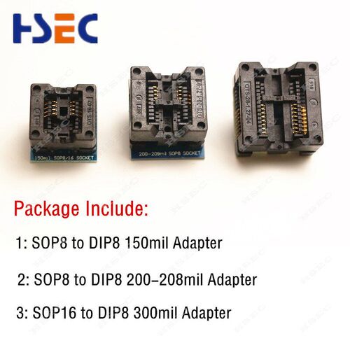 3PCS SOP16+SOP8 to DIP8 150mil 200mil adapter Socket for EZP