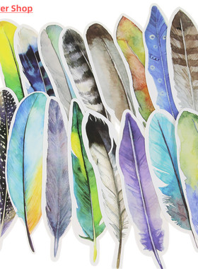 30pcs/Pack Cute Creative Colorful Feather Paper Bookmark Sta