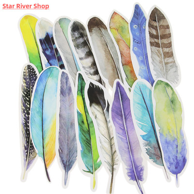 30pcs/Pack Cute Creative Colorful Feather Paper Bookmark Sta