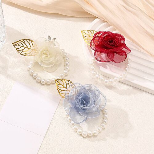 Girl Bridesmaid Wrist Flower Wrist Wedding Prom Party Pearl