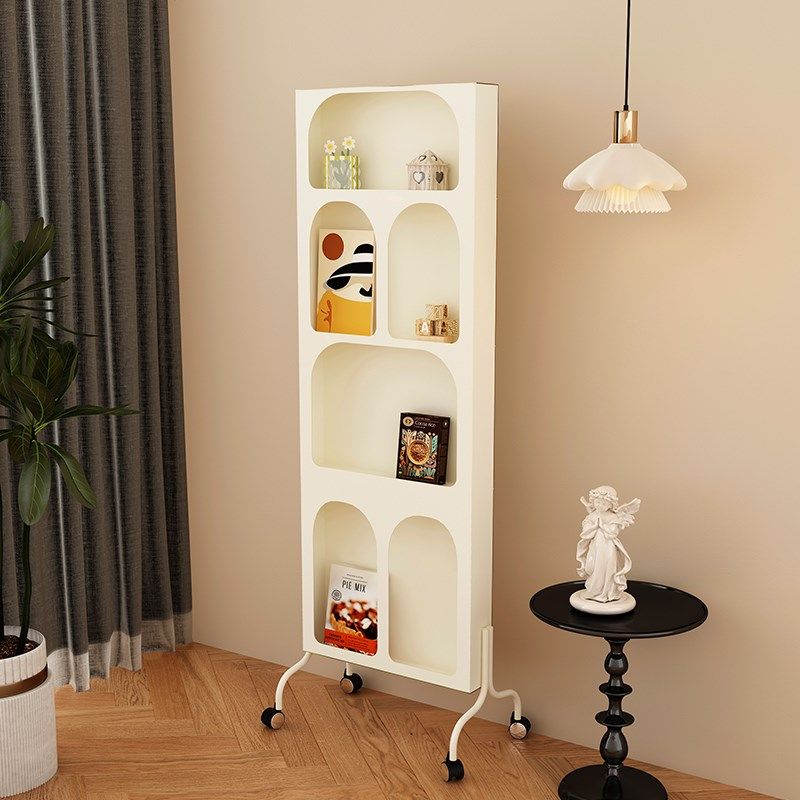 杂志架全身镜可移动旋转落地书镜碳素钢复古穿衣试衣镜子香水柜子