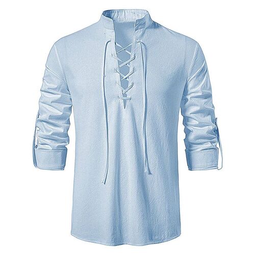 New Mens Casual Blouse Cotton Linen Shirt ops Long Sleeve T