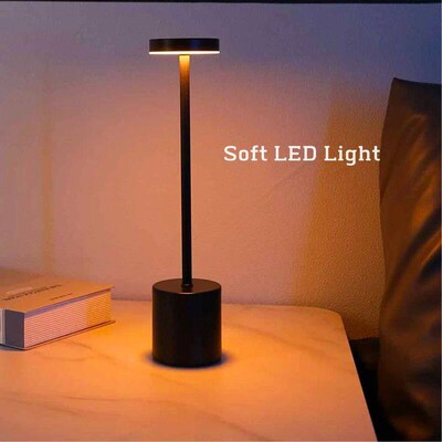 Simple LED Rechargeable Touch Metal Table Lamp Three Colors