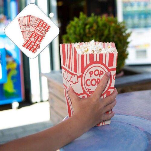 100 Pcs Greaseproof Paper Bag Pink Candy Popcorn Supplies