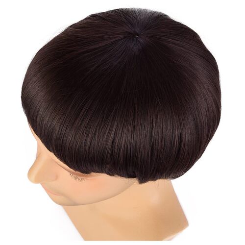 Mens Mushroom Head Wig Bowl-shaped Wig Watermelon Skin Head