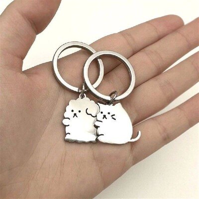 1Pair Matching Lovers Keychain Stainless Steel Key