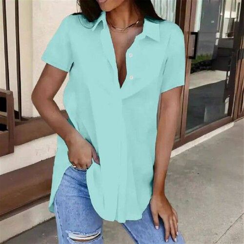 Comfortable Shirt Stylish Womens V-neck Office Shirt Loose