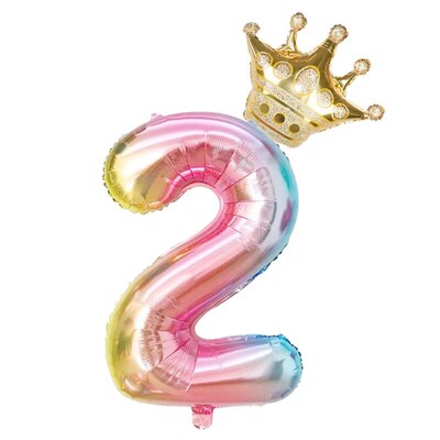 2pcs 32inch Rainbow number Foil Balloons air Balloon birthda