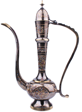 巴基斯坦铜器民族手工艺品酒壶民族壶大把壶摆件特色家居装饰摆设